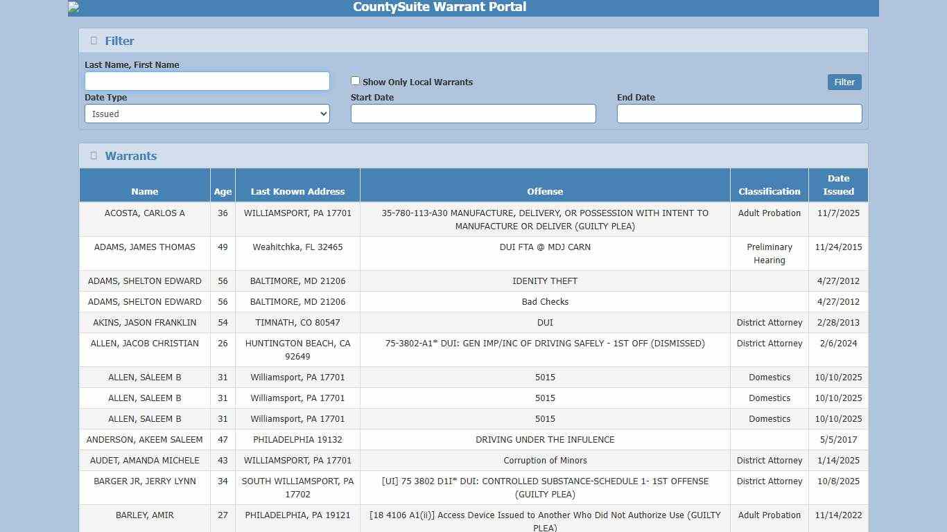 CountySuite Warrant Portal